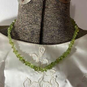 Green Stone / Peridot Necklace with Sterling Clasp